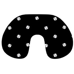 Black And White Baseball Motif Pattern Travel Neck Pillow by dflcprintsclothing