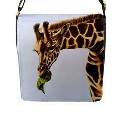 Giraffe Flap Closure Messenger Bag (l) by ArtByThree