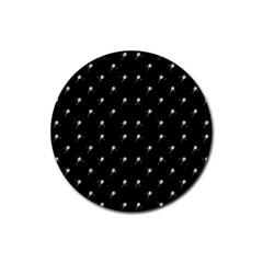 Black And White Tennis Motif Print Pattern Rubber Round Coaster (4 Pack)  by dflcprintsclothing