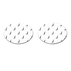 Black And White Cricket Sport Motif Print Pattern Cufflinks (oval) by dflcprintsclothing