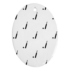 Black And White Cricket Sport Motif Print Pattern Oval Ornament (two Sides)