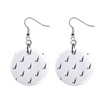 Black And White Cricket Sport Motif Print Pattern Mini Button Earrings Front