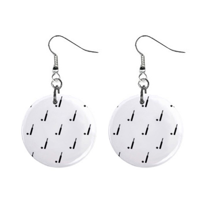 Black And White Cricket Sport Motif Print Pattern Mini Button Earrings