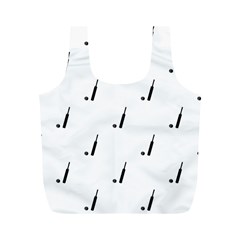 Black And White Cricket Sport Motif Print Pattern Full Print Recycle Bag (m) by dflcprintsclothing