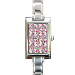 Geometric Flowers Rectangle Italian Charm Watch by goljakoff