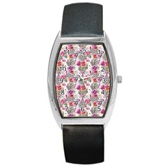 Geometric Flowers Barrel Style Metal Watch by goljakoff