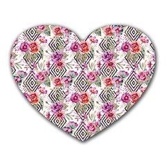 Geometric Flowers Heart Mousepads by goljakoff