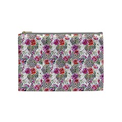 Geometric Flowers Cosmetic Bag (medium)