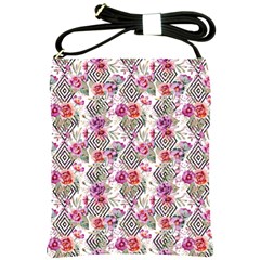 Geometric Flowers Shoulder Sling Bag by goljakoff