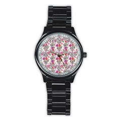 Geometric Flowers Stainless Steel Round Watch by goljakoff