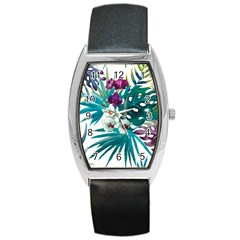 Tropical Flowers Barrel Style Metal Watch by goljakoff