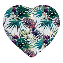 Tropical Flowers Heart Ornament (two Sides)