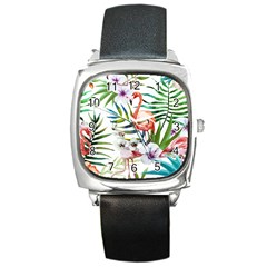 Tropical Flamingo Square Metal Watch by goljakoff