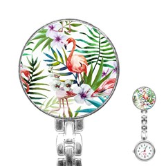 Tropical Flamingo Stainless Steel Nurses Watch by goljakoff