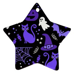 Halloween Party Seamless Repeat Pattern  Ornament (star) by KentuckyClothing