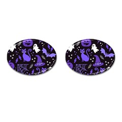 Halloween Party Seamless Repeat Pattern  Cufflinks (oval) by KentuckyClothing