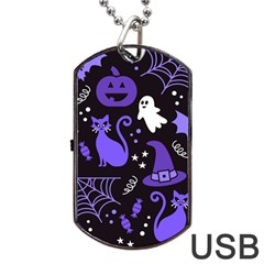 Halloween Party Seamless Repeat Pattern  Dog Tag Usb Flash (two Sides) by KentuckyClothing