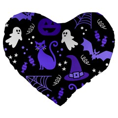 Halloween Party Seamless Repeat Pattern  Large 19  Premium Flano Heart Shape Cushions