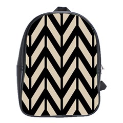 Chevrons Beige/noir School Bag (large)
