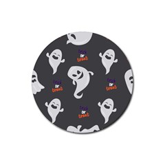 Halloween Ghost Trick Or Treat Seamless Repeat Pattern Rubber Coaster (round)  by KentuckyClothing