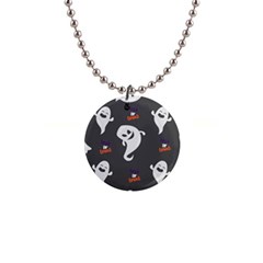 Halloween Ghost Trick Or Treat Seamless Repeat Pattern 1  Button Necklace by KentuckyClothing