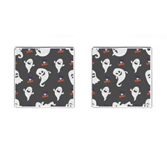 Halloween Ghost Trick Or Treat Seamless Repeat Pattern Cufflinks (square) by KentuckyClothing