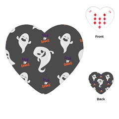 Halloween Ghost Trick Or Treat Seamless Repeat Pattern Playing Cards Single Design (heart) by KentuckyClothing