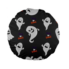 Halloween Ghost Trick Or Treat Seamless Repeat Pattern Standard 15  Premium Flano Round Cushions by KentuckyClothing