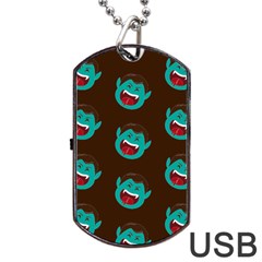 Frankenstein Halloween Seamless Repeat Pattern  Dog Tag Usb Flash (two Sides) by KentuckyClothing