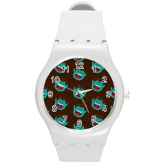 Frankenstein Halloween Seamless Repeat Pattern  Round Plastic Sport Watch (m) by KentuckyClothing