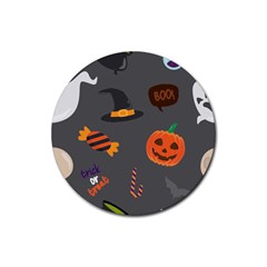 Halloween Themed Seamless Repeat Pattern Rubber Round Coaster (4 Pack)  by KentuckyClothing