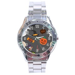 Halloween Themed Seamless Repeat Pattern Stainless Steel Analogue Watch