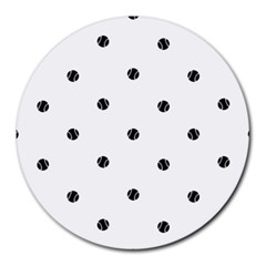 Black And White Baseball Print Pattern Round Mousepads by dflcprintsclothing