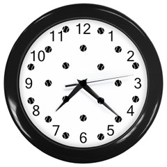 Black And White Baseball Print Pattern Wall Clock (black)