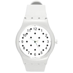Black And White Baseball Print Pattern Round Plastic Sport Watch (m) by dflcprintsclothing