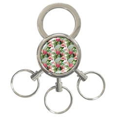 Monstera flowers pattern 3-Ring Key Chain