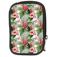 Monstera flowers pattern Compact Camera Leather Case