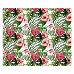 Monstera flowers pattern Double Sided Flano Blanket (Small) 