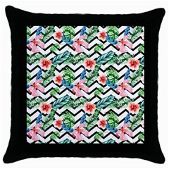 Zigzag Flowers Pattern Throw Pillow Case (black) by goljakoff