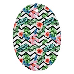 Zigzag Flowers Pattern Oval Ornament (two Sides) by goljakoff