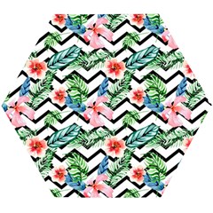 Zigzag Flowers Pattern Wooden Puzzle Hexagon by goljakoff