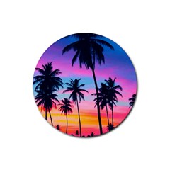 Palms Rubber Round Coaster (4 Pack)  by goljakoff