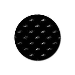 Formula One Black And White Graphic Pattern Rubber Coaster (round)  by dflcprintsclothing