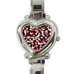 Camouflage Rouge/Blanc Heart Italian Charm Watch Front