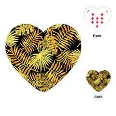 Gold Leaves Playing Cards Single Design (heart) by goljakoff