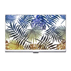 Blue And Yellow Tropical Leaves Business Card Holder by goljakoff