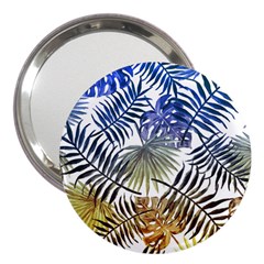 Blue And Yellow Tropical Leaves 3  Handbag Mirrors by goljakoff