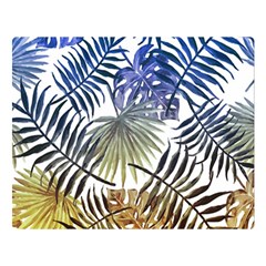 Blue And Yellow Tropical Leaves Double Sided Flano Blanket (large)  by goljakoff