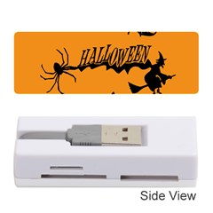 Happy Halloween Scary Funny Spooky Logo Witch On Broom Broomstick Spider Wolf Bat Black 8888 Black A Memory Card Reader (stick) by HalloweenParty