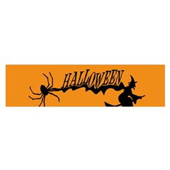 Happy Halloween Scary Funny Spooky Logo Witch On Broom Broomstick Spider Wolf Bat Black 8888 Black A Satin Scarf (oblong) by HalloweenParty